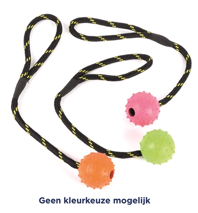 Happy pet tough toys rubber bal aan werptouw