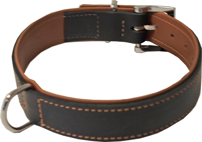 Hondenhalsband soft gevoerd zwart / cognac