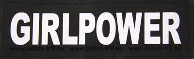 Julius K9 Labels voor powerharnas/tuig 'Girlpower' Small 11 x 3 cm